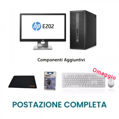 Postazione completa HP - Pc  i5-6500 + monitor 20" + Chiavetta USB Wifi + Mousepad + Kit tastiera e mouse wireless Omaggio