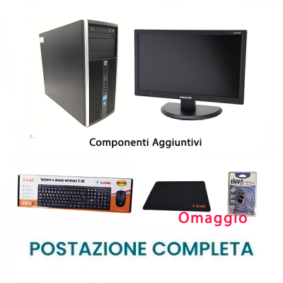 Postazione completa HP - Pc  i3-2100+ monitor 19" + Kit tastiera e mouse wireless + Chiavetta USB Wifi e Mousepad Omaggio