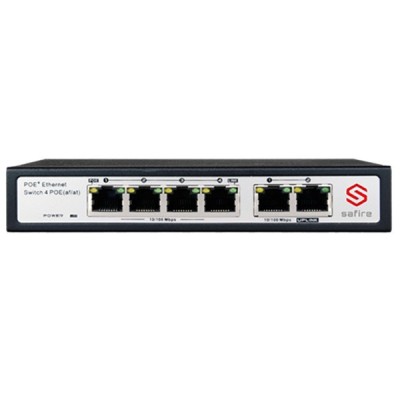 SWICTH POE 4 CANALI / 2 PORTE UPLINK 10/100MBPS Safire SW0604poe-60W 6 PORTE - GRADO A